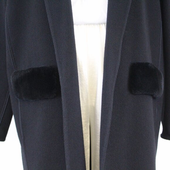 Lafayette 148 Black Cashmere & Rabbit Fur Coat – NWOT Women’s Large Quiet Luxury - Picture 4 of 14